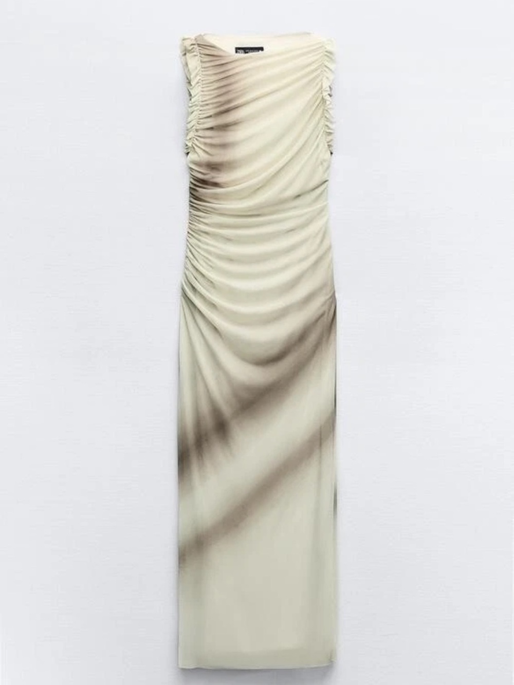 Zara Sleeveless Draped Maxi Dress in Cream and Taupe - Picture 7 of 11